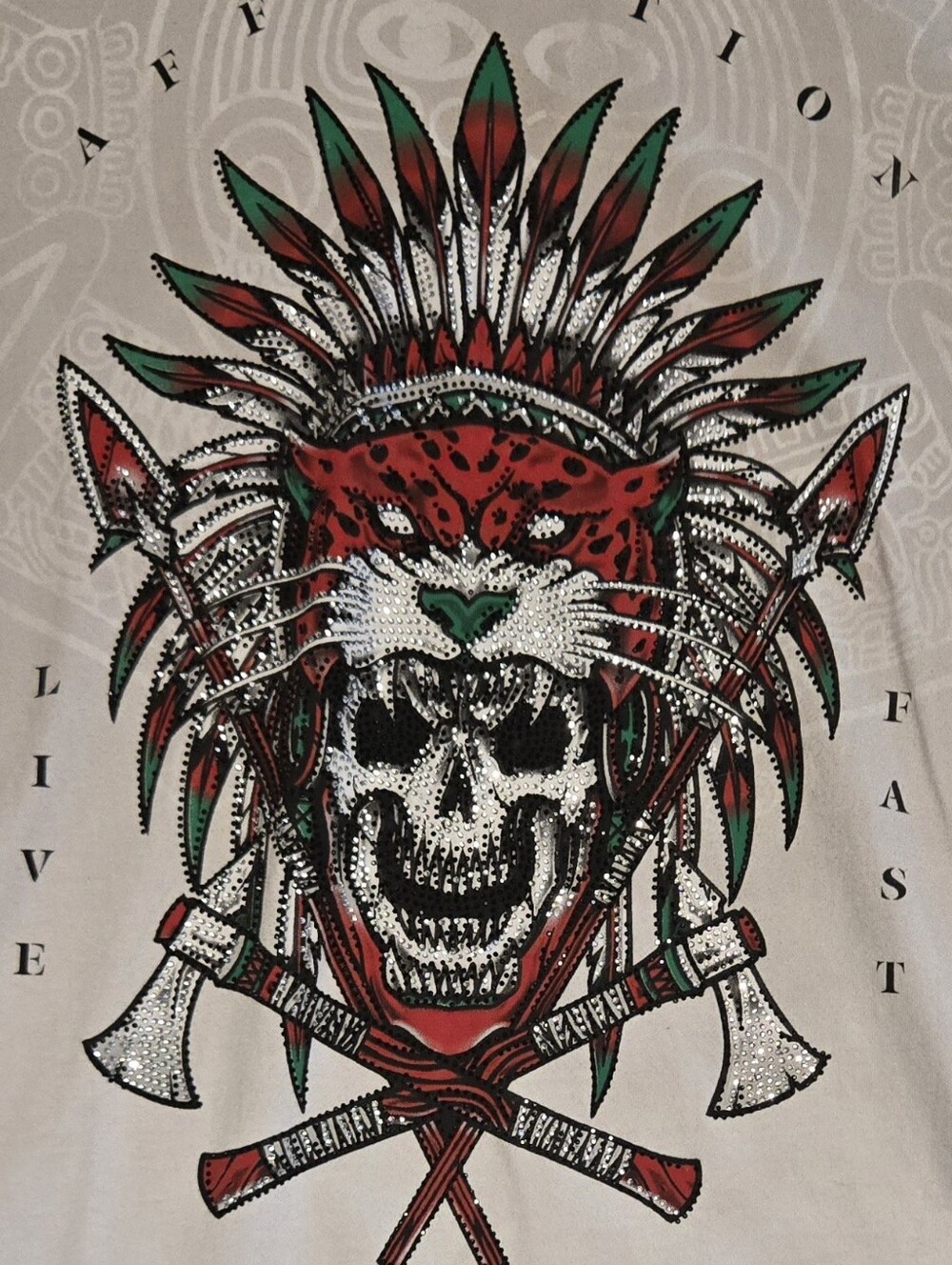 Affliction Black Label Skull Headdress Red Green Black